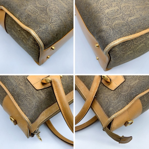 GUCCI Vintage Canvas GUCCI Logo Handbag in Tan - Picture 5 of 16